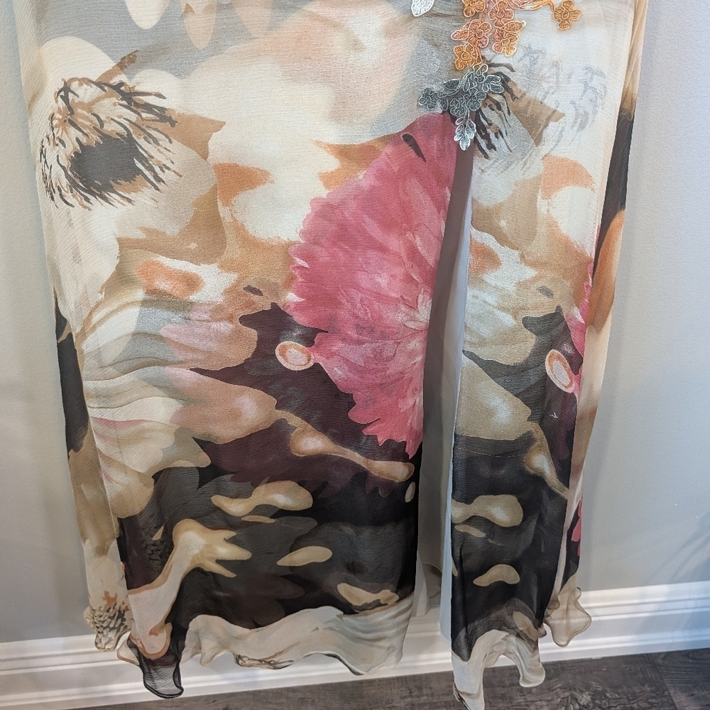 Jovani Floral Strapless Corset Silk And Lace Applique Evening Dress Sz 10 - Picture 5 of 14